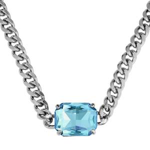 Dyrberg Kern Aw24: Tagona Shiny Silver Necklace - Aqua