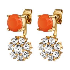 Dyrberg Kern Aw24: Floss Gold Earrings - Coral / Crystal