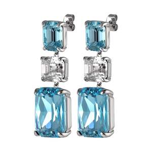 Dyrberg Kern Aw24: Esmara Shiny Silver Earrings - Aqua / Crystal