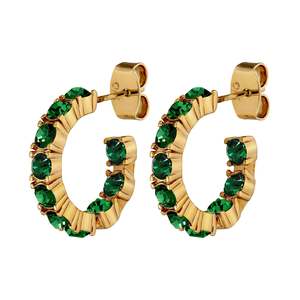 Raquel Gold Earrings - Emerald Green