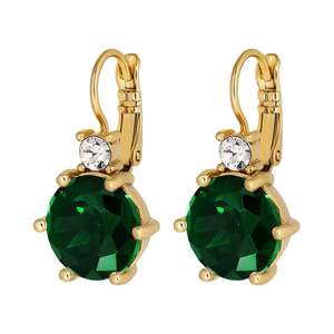 Emerald Green: Begonia Gold Earrings - Emerald Green