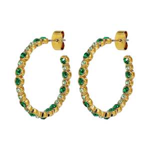 Nandita Gold Earrings - Emerald Green