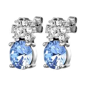 Sapphire Blue: Beckia Shiny Silver Earrings - Light Sapphire