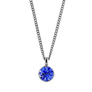 Sapphire Blue: Ette Shiny Silver Necklace - Sapphire