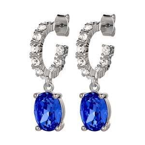Barbara Shiny Silver Earrings - Sapphire