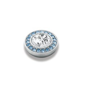 Compliments Ring Toppers Collection For Sale: Grace Shiny Silver Interchangeable Ring Topper - Light Blue