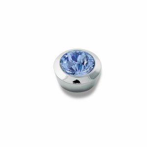 Compliments Ring Toppers Collection For Sale: Strength Shiny Silver Interchangeable Ring Topper - Light Blue