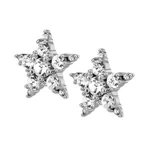 Matariki: Cana Shiny Silver Earrings - Crystal