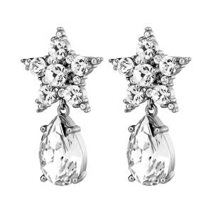 Hydra Shiny Silver Earrings - Crystal