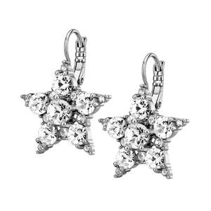 Matariki: Libra Shiny Silver Earrings - Crystal
