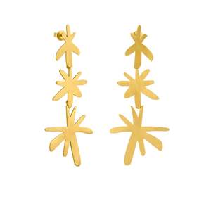 Matariki: Miro Gold Earrings Long Star Drops