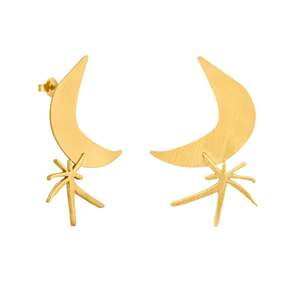 Matariki: Miro Gold Earrings Moon and Star