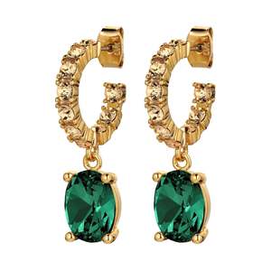 All Earrings: Barbara Gold Earrings - Emerald Green / Golden