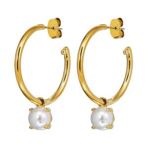 Diega Gold Earrings - White Pearl