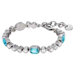 Bracelets: Grivna Shiny Silver Bracelet - Aqua / Crystal
