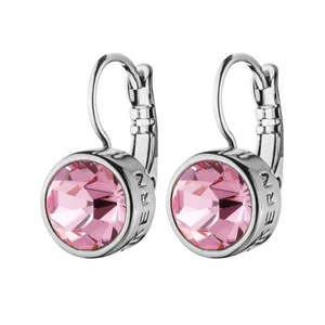 Louise Shiny Silver French Hook Earrings - Light Rose
