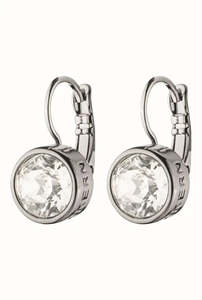 Louise Shiny Silver French Hook Earrings - Crystal
