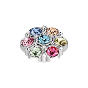 Rings: Salma Shiny Silver Interchangeable Ring Topper - Pastel Multi