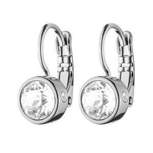 Madu Shiny Silver French Hook Earrings, Crystal