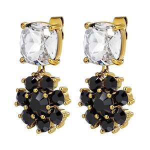 Sale: Poppy Gold Earrings - Crystal / Black