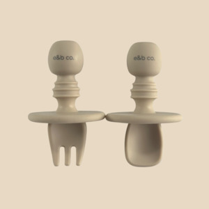 Baby Feeding: Mini Silicone Cutlery Set  |  Sand