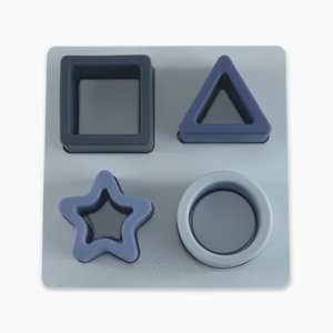 Silicone Baby Toys: Mini Silicone Shapes Puzzle Toy  | Blue