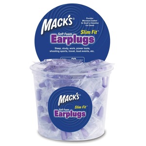 Macks Slim Fit Smaller Soft Foam Ear Plugs (NRR 29 | Tub of 100 Pairs)