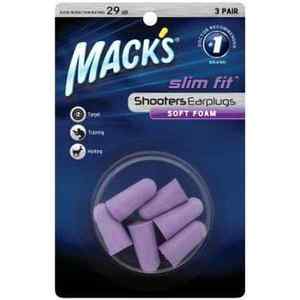 Macks: Macks Shooters Slim Fit Foam Ear Plugs (NRR 29 | 3 Pairs)