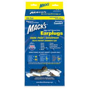Macks: Macks Pillow Soft Silicone Moldable Ear Plugs (200 Pair Dispenser)