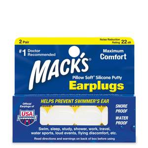 Macks: Macks Pillow Soft Mouldable Silicone Ear Plugs (NRR 22 | 2 Pairs)
