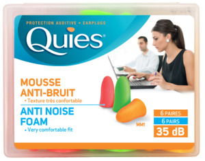 Consumer Packaged Foam Ear Plugs: Quies Soft Foam Earplugs (6 Pairs, Soft Fluorescent)