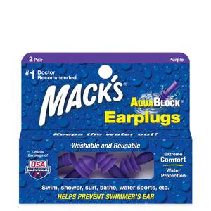 Swim Surf: Macks AquaBlock Reusable Swimming Ear Plugs (2 Pairs)