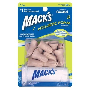 Concert: Macks Acoustic Foam Ear Plugs (NRR 20 | 7 Pairs w/ Carry Case)