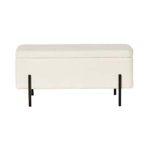 Ottomans: Lily Rectangle Bench Alba Ice White