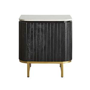 Bedside Tables: Deva Bedside with Marble Top Black