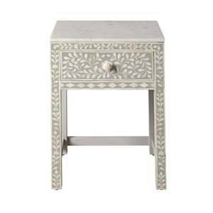 Bedside Tables: Bone Inlay Bedside Light Grey