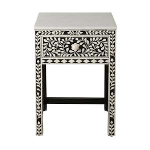 Bedside Tables: Bone Inlay Bedside Black