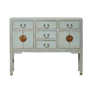 Console Tables: Sansha Console 5 drw 4 door Dove Grey