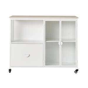 Nero Kitchen Island Bench with Drawer White 120cm