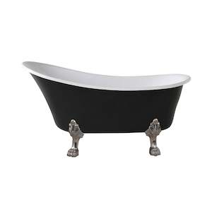 Baths: Alto Black Bath 1520mm with Chrome Feet Package