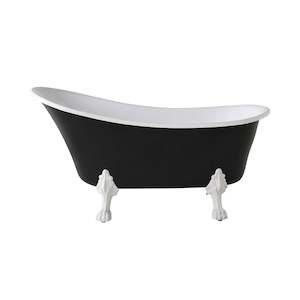 Baths: Alto Black Bath 1520mm with White Feet Package