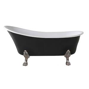 Baths: Alto Black Bath 1700mm with Chrome Feet Package