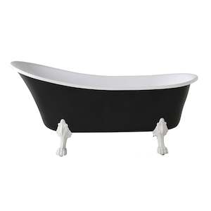 Baths: Alto Black Bath 1700mm with White Feet Package