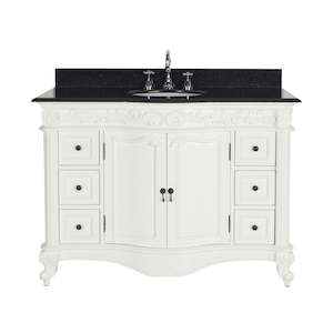Bathroom Vanities: Rosette Granite Top Single Vanity White 1245mm