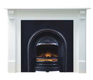 Belford White Mantel with Regent Electric Insert Package