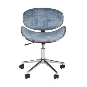 Desk Chairs: Jetson Desk Chair Timber Veneer Back Brushed Blue