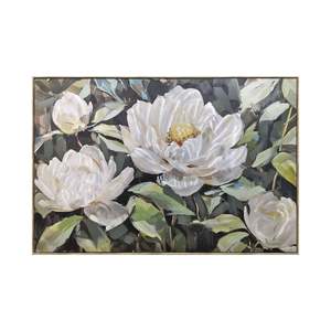 Metallic Peonies Framed Textured Print 150x100cm