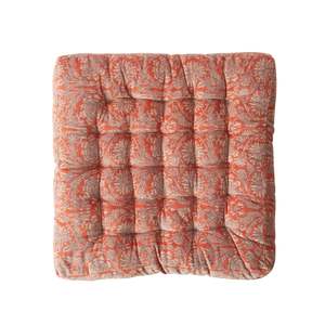 Indoor Cushions: Samy Cotton Velvet Mandarin Floral Seat Cushion