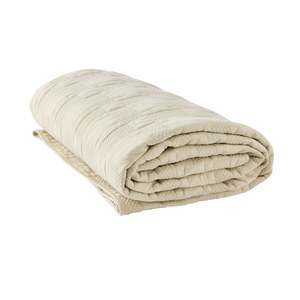 Blankets Throws: Soho Soft Washed Voile Quilted Coverlet Sand 220x240cm