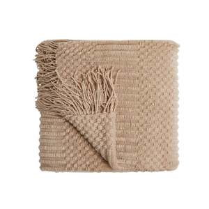 Blankets Throws: Iluka Fringed Throw Sand 130x170cm